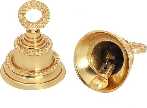 Wonderlist Handicrafts Jingle Bell 2 بوصة من النحاس المزخرف لعيد الميلاد، جرس للحيوانات الأليفة والكلاب والقطط وأجراس تزيين شجرة عيد الميلاد لديكور باب المنزل مجموعة من 5 (ذهبي) BRSO10A10 in Kuwait
