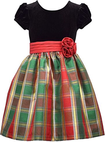 Bonnie Jean Christmas Holiday Santa Plaid Multi Dress in Kuwait