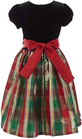 Bonnie Jean Christmas Holiday Santa Plaid Multi Dress in Kuwait
