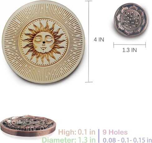 2 حامل عصا البخور، حامل البخور الخشبي للشمس والقمر للعصي، هدايا ساحرة، ديكور روحي للتأمل الوثني رمز الجمالية الساحرة مع 9 فتحات حامل عصا البخور اللوتس. in Kuwait