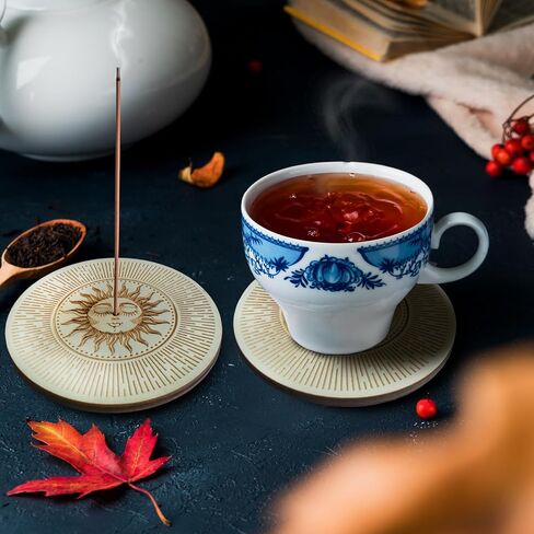 2 حامل عصا البخور، حامل البخور الخشبي للشمس والقمر للعصي، هدايا ساحرة، ديكور روحي للتأمل الوثني رمز الجمالية الساحرة مع 9 فتحات حامل عصا البخور اللوتس. in Kuwait