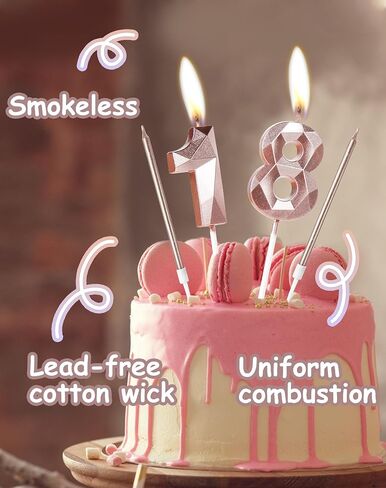 Rose Gold Birthday Candles Number 80 Candle with 6pcs Long Birthday Candles, Birthday Candles for Cake,80th Birthday Party Decorations Women Men Cake Topper Wedding Anniversary Celebration Supplies in Kuwait