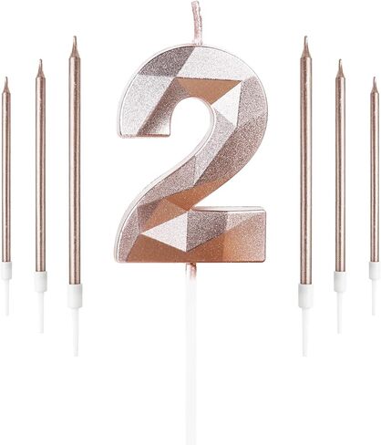 Rose Gold Birthday Candles Number 80 Candle with 6pcs Long Birthday Candles, Birthday Candles for Cake,80th Birthday Party Decorations Women Men Cake Topper Wedding Anniversary Celebration Supplies in Kuwait