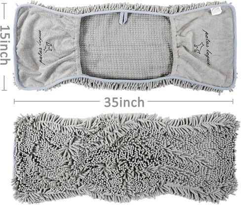 Patas Lague Absorbent Dog Towel, Extra Large 35''x15'' Quick Drying Dog Bath Towel with Hand Pockets, Microfiber Shammy Pet Towel for Dog and Cat, Machine Washable (Aqua) in Saudi Arabia
