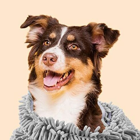 Patas Lague Absorbent Dog Towel, Extra Large 35''x15'' Quick Drying Dog Bath Towel with Hand Pockets, Microfiber Shammy Pet Towel for Dog and Cat, Machine Washable (Aqua) in Saudi Arabia