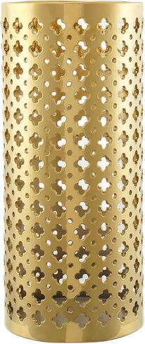 ARSTRIA حامل مظلة سيراميك مصنوع يدويًا، حامل مظلة فاخر مجوف يدويًا، مزهرية كبيرة منحوتة يدويًا لعصي المظلة، وعصي المشي، مدخل داخلي، 45.72 سم ذهبي عالي in Kuwait