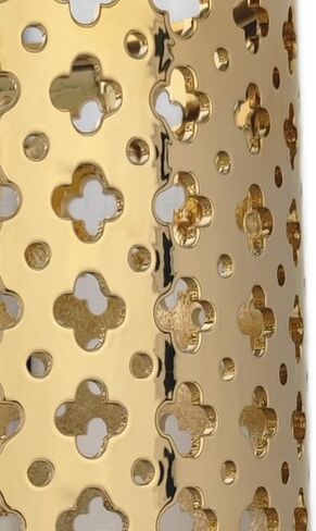 ARSTRIA حامل مظلة سيراميك مصنوع يدويًا، حامل مظلة فاخر مجوف يدويًا، مزهرية كبيرة منحوتة يدويًا لعصي المظلة، وعصي المشي، مدخل داخلي، 45.72 سم ذهبي عالي in Kuwait