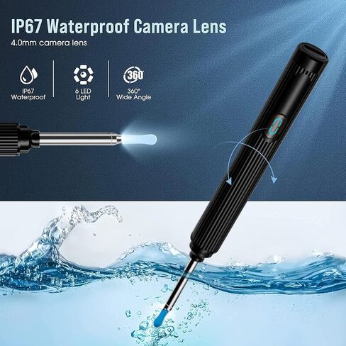 أداة إزالة شمع الأذن بالكاميرا لإزالة شمع الأذن - أداة إزالة شمع الأذن مع مجموعة 8 قطع للأذن - مجموعة إزالة شمع الأذن مع ضوء - منظف الأذن مع الكاميرا - منظف الأذن لأجهزة Android وiOS (أسود-B) in Kuwait