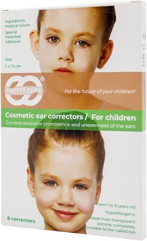 Pretty Ears Cosmetic Ear Correctors for Children (4 Pairs) – Transparent Medical Grade Silicone Ear Tape for Prominent Ears - Correct Protruding Ears Without Surgery for Toddlers, Kids in Kuwait