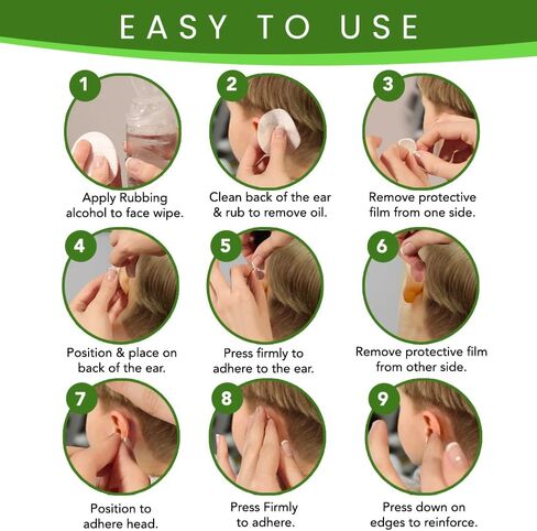 Pretty Ears Cosmetic Ear Correctors for Children (4 Pairs) – Transparent Medical Grade Silicone Ear Tape for Prominent Ears - Correct Protruding Ears Without Surgery for Toddlers, Kids in Kuwait