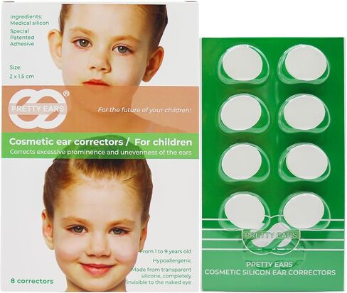 Pretty Ears Cosmetic Ear Correctors for Children (4 Pairs) – Transparent Medical Grade Silicone Ear Tape for Prominent Ears - Correct Protruding Ears Without Surgery for Toddlers, Kids in Kuwait