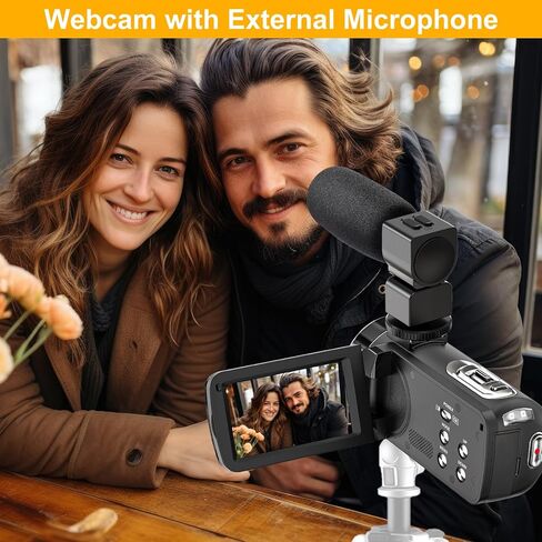 كاميرا فيديو FJFJOPK - 2.7K 30FPS 36MP IR للرؤية الليلية مسجل كاميرا تسجيل فيديو | كاميرا فيديو 3.0 بوصة تعمل باللمس، تكبير 16X مع ميكروفون، مثبت يدوي، بطاريتين in Kuwait