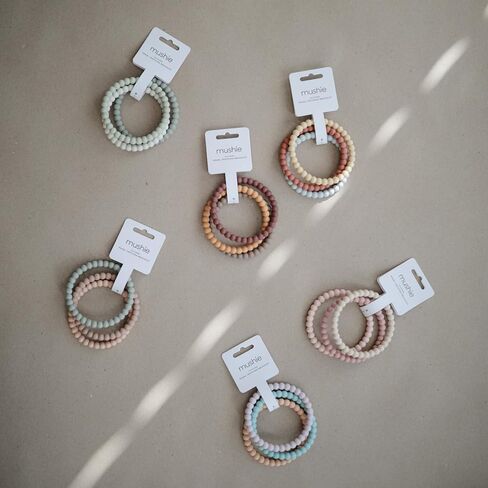 mushie Pearl Teether Bracelet | 3-Pack (Linen/Peony/Pale Pink) in Saudi Arabia