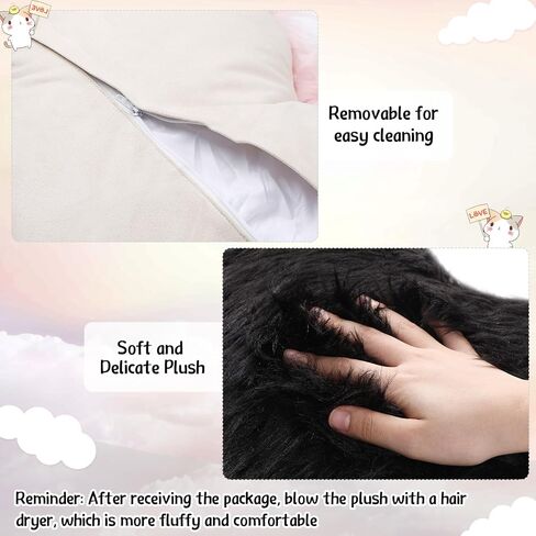 Enhon 2 Pcs Heart Pillows Heart Shaped Throw Decorative Pillows 20 x 15.7 Inch Plush Cute Soft Heart Pillows for Bedroom Living Kids Room Sofa Office (Black) in Saudi Arabia