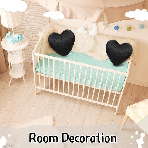 Enhon 2 Pcs Heart Pillows Heart Shaped Throw Decorative Pillows 20 x 15.7 Inch Plush Cute Soft Heart Pillows for Bedroom Living Kids Room Sofa Office (Black) in Saudi Arabia