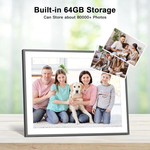 إطار صور رقمي ذكي كبير مزدوج WiFi - إطارات صور رقمية مقاس 19 بوصة سعة 64 جيجابايت، مستشعر حركة، وظيفة كاملة، شاشة تعمل باللمس، مشاركة الصور ومقاطع الفيديو عبر التطبيق أو البريد الإلكتروني، مثبت على الحائط in Kuwait