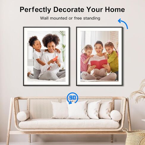 إطار صور رقمي ذكي كبير مزدوج WiFi - إطارات صور رقمية مقاس 19 بوصة سعة 64 جيجابايت، مستشعر حركة، وظيفة كاملة، شاشة تعمل باللمس، مشاركة الصور ومقاطع الفيديو عبر التطبيق أو البريد الإلكتروني، مثبت على الحائط in Kuwait