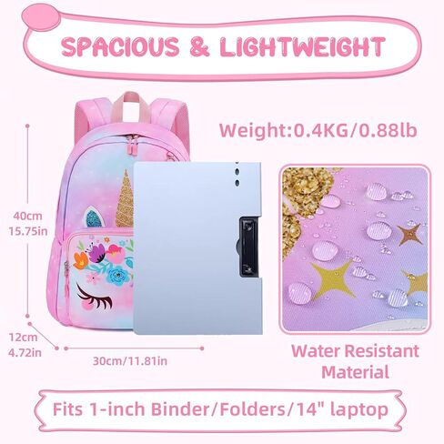يونينوفو شنطة ظهر بتصميم يونيكورن للبنات في مرحلة ما قبل المدرسة، شنطة كتب لطيفة للاطفال الصغار، شنطة مدرسية للعودة الى المدرسة الابتدائية مع ديكور الحب، زهري، 30×12×40 سم، عصرية, زهري in Kuwait