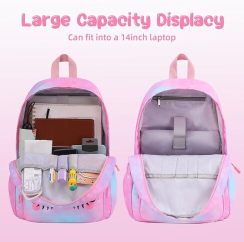 يونينوفو شنطة ظهر بتصميم يونيكورن للبنات في مرحلة ما قبل المدرسة، شنطة كتب لطيفة للاطفال الصغار، شنطة مدرسية للعودة الى المدرسة الابتدائية مع ديكور الحب، زهري، 30×12×40 سم، عصرية, زهري in Kuwait