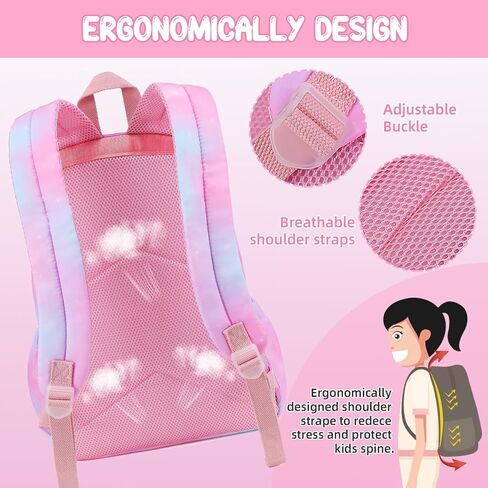 يونينوفو شنطة ظهر بتصميم يونيكورن للبنات في مرحلة ما قبل المدرسة، شنطة كتب لطيفة للاطفال الصغار، شنطة مدرسية للعودة الى المدرسة الابتدائية مع ديكور الحب، زهري، 30×12×40 سم، عصرية, زهري in Kuwait