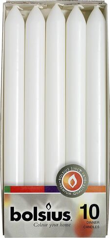 BOLSIUS White Candles 10 Pack - 9 Inch Straight Taper Candle Set - 8 Hour Candlesticks - Fits Most Standard Candle Holders - Premium European Quality - Household, Dinner, Wedding, & Party Candlesticks in Saudi Arabia