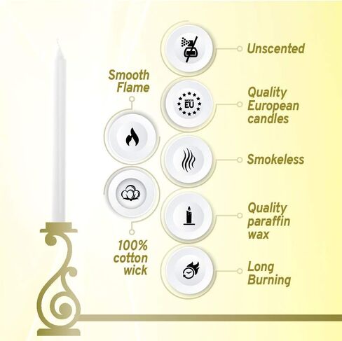 BOLSIUS White Candles 10 Pack - 9 Inch Straight Taper Candle Set - 8 Hour Candlesticks - Fits Most Standard Candle Holders - Premium European Quality - Household, Dinner, Wedding, & Party Candlesticks in Saudi Arabia