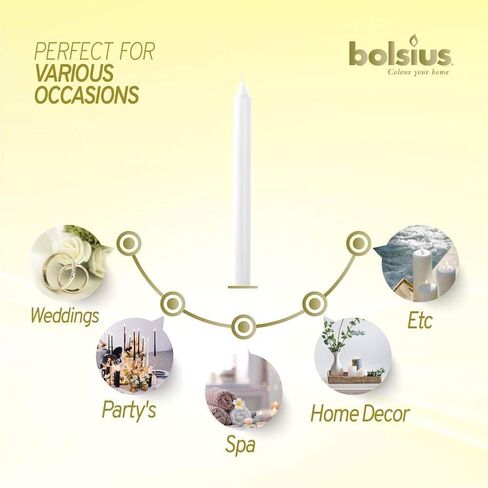 BOLSIUS White Candles 10 Pack - 9 Inch Straight Taper Candle Set - 8 Hour Candlesticks - Fits Most Standard Candle Holders - Premium European Quality - Household, Dinner, Wedding, & Party Candlesticks in Saudi Arabia