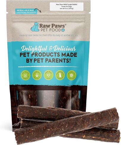 Raw Paws Wild-Caught Rabbit Treats for Dogs, 6-oz - Packed in USA - Rabbit Dog Treats - Corn, Soy & Grain Free Rabbit Bites Dog Treats - Real Rabbit Meat for Dogs - Rabbit Training Treats for Puppies in Saudi Arabia