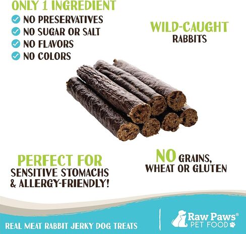 Raw Paws Wild-Caught Rabbit Treats for Dogs, 6-oz - Packed in USA - Rabbit Dog Treats - Corn, Soy & Grain Free Rabbit Bites Dog Treats - Real Rabbit Meat for Dogs - Rabbit Training Treats for Puppies in Saudi Arabia