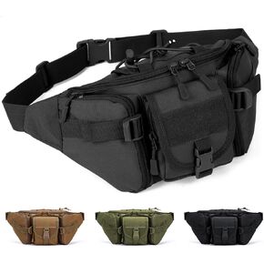 Tactical Fanny Pack, Military Outdoor Waist Bag Belt Packs Hip Bumbag Utility Bags with Adjustable Strap for Cycling Hiking Hunting (Black)