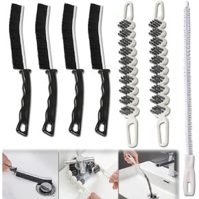 4 قطع من فرشاة تنظيف الشقوق، أداة فرشاة تنظيف الفجوات متعددة الوظائف، مع قطعتين من فرشاة التنظيف متعددة الوظائف القابلة للانحناء وفرشاة تنظيف فائض تصريف الحوض، لمسار نافذة أخدود بلاط الدش. in Kuwait