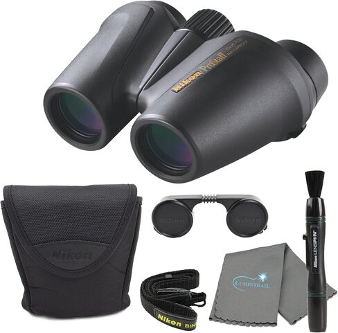 Nikon PROSTAFF 10x25 (7485) Black Binoculars Bundle with Lens Pen and Cleaning Cloth, Compact Binoculars for Adults for Hunting, Bird Watching, and Hiking Essentials, Waterproof All-Terrain in Saudi Arabia