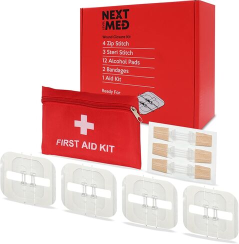 NEXT LEVEL MED Zip-Stitch Wounds & Cuts Closure Kit - Comprehensive First-Aid Set with 3 Steri Stitch & 4 Zip Stitch Variations, Complete Wound Care Without Stitches in Saudi Arabia