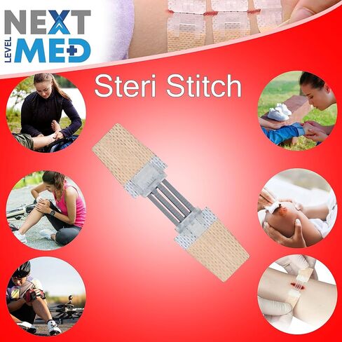 NEXT LEVEL MED Zip-Stitch Wounds & Cuts Closure Kit - Comprehensive First-Aid Set with 3 Steri Stitch & 4 Zip Stitch Variations, Complete Wound Care Without Stitches in Saudi Arabia