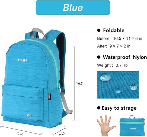 vimapo Foldable Casual Daypack, Lightweight Nylon Backpack for Travel, 20L Packable Hiking Daypack, Camping Outdoor Cycling Bag for Adults (Grey) in Kuwait