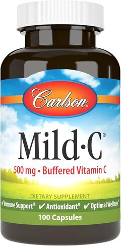 Carlson - Mild-C, 500 mg, Buffered Vitamin C, Immune Support & Optimal Wellness, Antioxidant, 100 Capsules in Saudi Arabia
