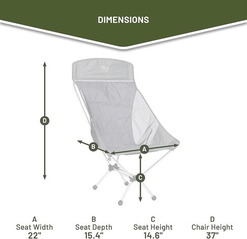 كرسي TIMBER RIDGE خفيف الوزن وعالي الظهر محمول على الظهر، كراسي تخييم مدمجة قابلة للطي للبالغين، كرسي صالة في الهواء الطلق مع حقيبة حمل للسفر والمشي لمسافات طويلة والشاطئ والنزهة والحديقة، يدعم 300 رطل in Kuwait
