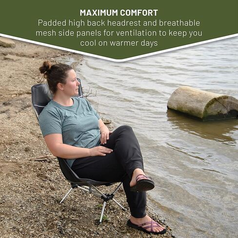 كرسي TIMBER RIDGE خفيف الوزن وعالي الظهر محمول على الظهر، كراسي تخييم مدمجة قابلة للطي للبالغين، كرسي صالة في الهواء الطلق مع حقيبة حمل للسفر والمشي لمسافات طويلة والشاطئ والنزهة والحديقة، يدعم 300 رطل in Kuwait
