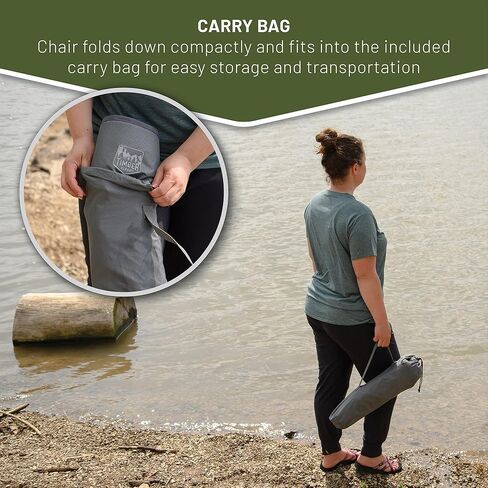 كرسي TIMBER RIDGE خفيف الوزن وعالي الظهر محمول على الظهر، كراسي تخييم مدمجة قابلة للطي للبالغين، كرسي صالة في الهواء الطلق مع حقيبة حمل للسفر والمشي لمسافات طويلة والشاطئ والنزهة والحديقة، يدعم 300 رطل in Kuwait