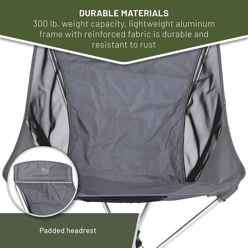 كرسي TIMBER RIDGE خفيف الوزن وعالي الظهر محمول على الظهر، كراسي تخييم مدمجة قابلة للطي للبالغين، كرسي صالة في الهواء الطلق مع حقيبة حمل للسفر والمشي لمسافات طويلة والشاطئ والنزهة والحديقة، يدعم 300 رطل in Kuwait