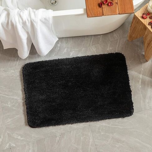 سجاد حمام ماص باللون الأخضر الداكن من MIULEE، سجادات حمام صغيرة ناعمة غير قابلة للانزلاق وسريعة الجفاف للاستحمام في حوض الاستحمام، سجادة قابلة للغسل في الغسالة (16 × 24 بوصة) in Kuwait