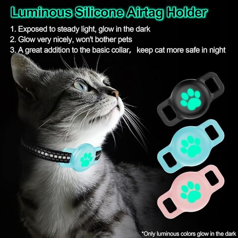 حامل بطاقة هوائية لطوق القطط لياقة القطط الهوائية، حامل بطاقة هوائية واقٍ لطوق الكلب الصغير Apple Airtag، عبوتان من حافظة Airtag ضد الفقدان وواقيات للحيوانات الأليفة - أسود in Kuwait