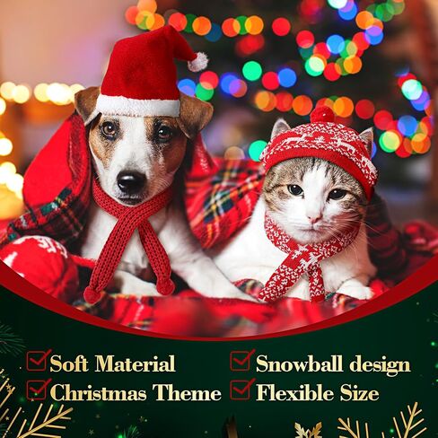 Kajaia 8 Pcs Dog Christmas Outfits, Dog Christmas Hat and Scarf Set Reindeer Elk Antlers Headband Costumes Xmas Dog Costumes Pet Santa Hat for Dogs and Cats Accessories in Saudi Arabia