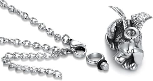 QeenseKc Angel Cat Dog Turtle Cremation Urn Necklace for Ashes Pet Stainless Steel Memorial Urn Keepsake Pendant Ash Holder in Saudi Arabia