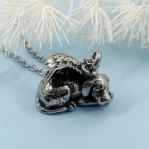 QeenseKc Angel Cat Dog Turtle Cremation Urn Necklace for Ashes Pet Stainless Steel Memorial Urn Keepsake Pendant Ash Holder in Saudi Arabia