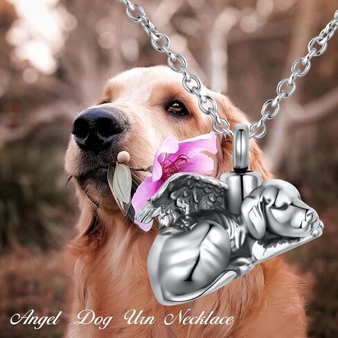 QeenseKc Angel Cat Dog Turtle Cremation Urn Necklace for Ashes Pet Stainless Steel Memorial Urn Keepsake Pendant Ash Holder in Saudi Arabia