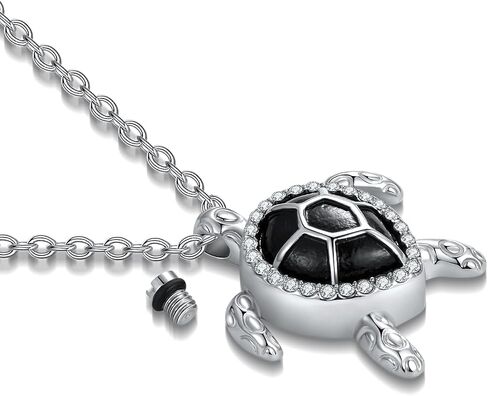 QeenseKc Angel Cat Dog Turtle Cremation Urn Necklace for Ashes Pet Stainless Steel Memorial Urn Keepsake Pendant Ash Holder in Saudi Arabia