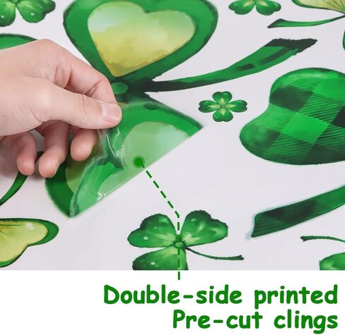 Pawliss St Patricks Day Window Clings Decoration, Extra Large Shamrock Stickers for Glass Windows, Good Luck Clover Decor for Kids Home School Office Irish Festival Party Supplies, 6 Sheets in Kuwait