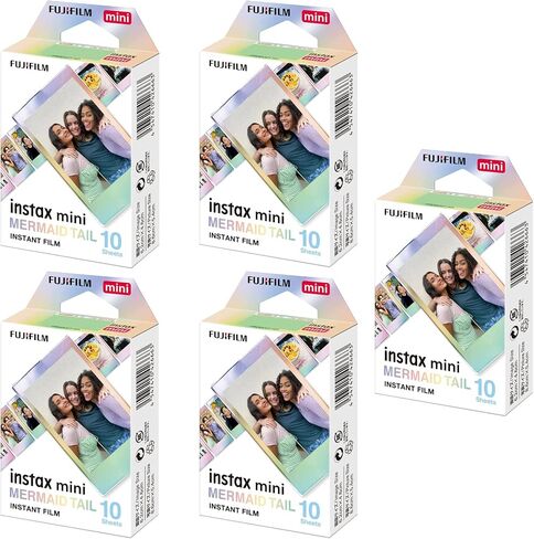 Fujifilm Instax Mini Mermaid Tail Film, Glitter Styles (10 Exposures) 5-Pack (5 Items) in Saudi Arabia