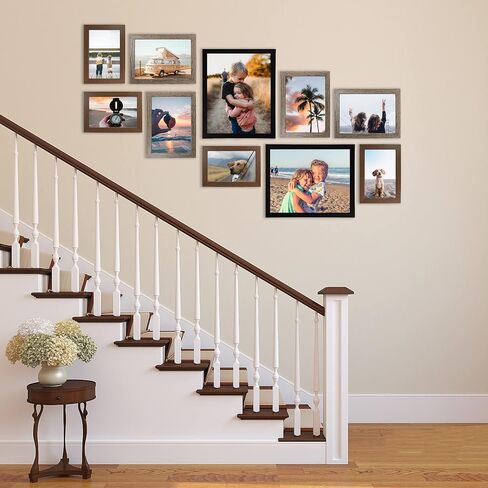 اطارات صور ملصقة لديكور الحائط من ليفيسفن، مجموعة اطارات جدارية باحجام متعددة 4×6 5×7 8×10 للحائط او سطح الطاولة بثلاث لمسات نهائية مختلفة - اسود، رمادي، بني in Kuwait